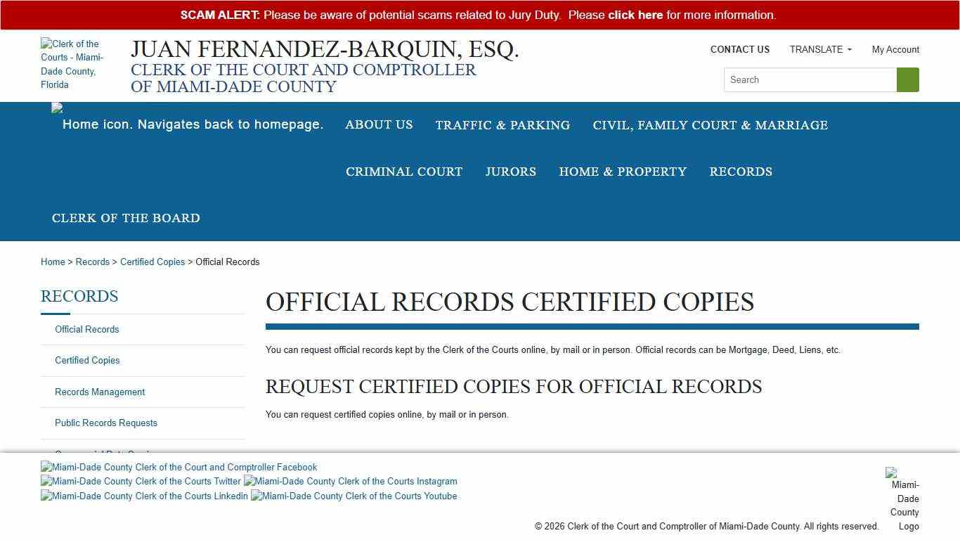 Official Records Certified Copies