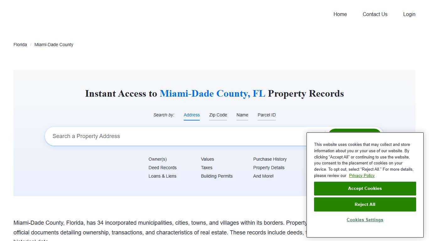 Miami-Dade County Property Records Owners, Deeds, Permits